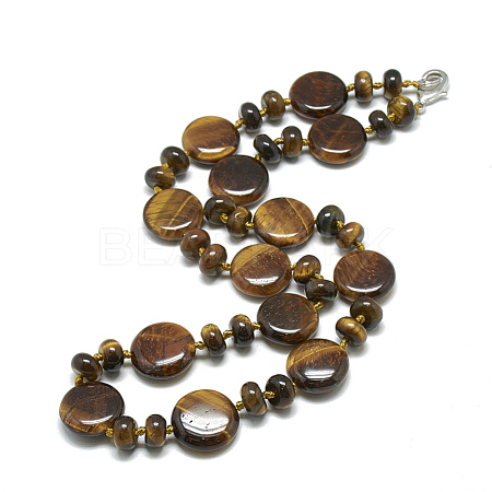 Natural Tiger Eye Beaded Necklaces NJEW-S393-14-1