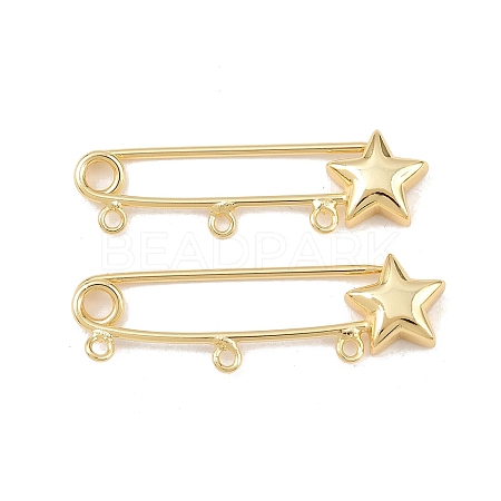 Star Brass Brooch Findings KK-Z132-01G-02-1