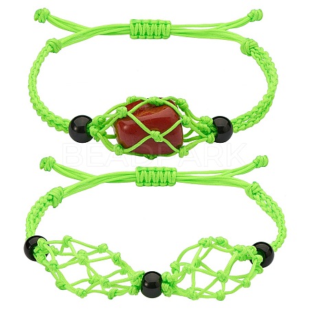 Adjustable Braided Nylon Cord Macrame Pouch Bracelet Making AJEW-SW00013-03-1