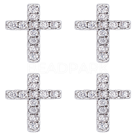 2 Pairs Brass Micro Pave Clear Cubic Zirconia Stud Earrings for Women EJEW-LP0001-57P-1