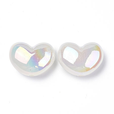 UV Plating Rainbow Iridescent Acrylic Beads OACR-H015-02-1