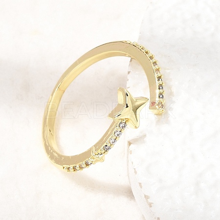 Brass Micro Pave Clear Cubic Zirconia Cuff Open Rings for Women CU-CBAE7DF-12G-04-1