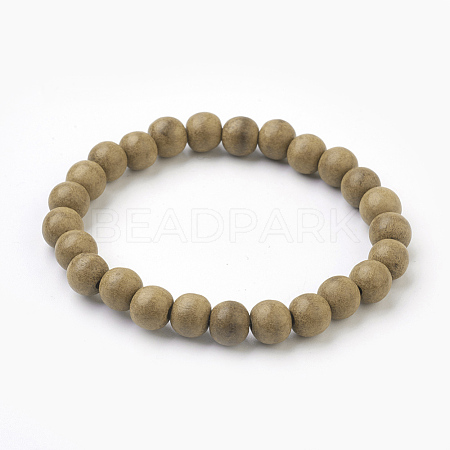 Natural Dyed Sandalwood Beads Stretch Bracelets BJEW-JB03843-05-1