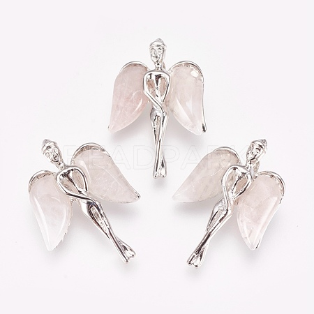 Natural Rose Quartz Pendants KK-G346-02B-1