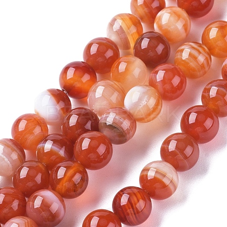 Natural Striped Agate/Banded Agate Beads Strands G-G582-4mm-59-1