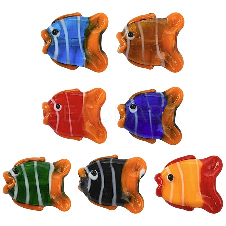 7Pcs 7 Colors Handmade Lampwork Beads LAMP-CJ0003-01-1
