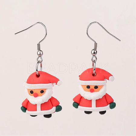 Father Christmas Earrings EJEW-JE02126-01-1