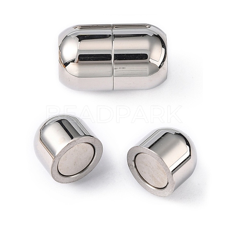 304 Stainless Steel Magnetic Clasps with Glue-in Ends X-STAS-H048-1-1