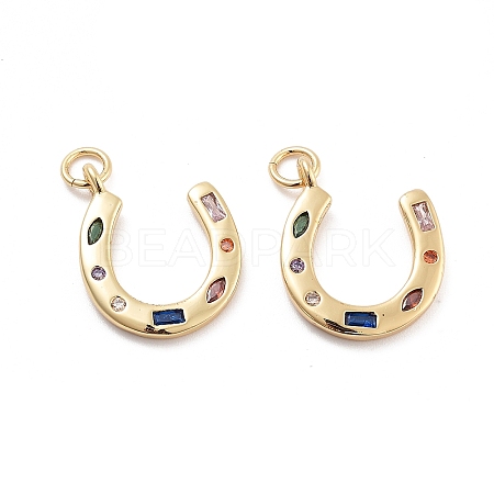 Horseshoe Rack Plating Brass Micro Pave Cubic Zirconia Pendants KK-G512-26G-1