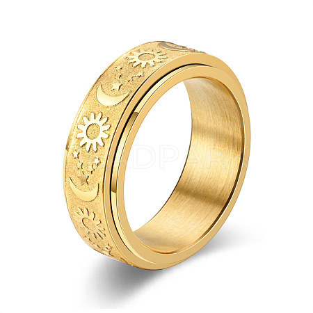Star & Moon & Sun 304 Stainless Steel Rotatable Finger Ring PW-WG61315-10-1