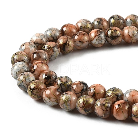 3Strands Baking Paint Glass Beads Strands DGLA-YW0001-55B-1