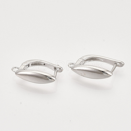 Brass Hoop Earring Findings with Latch Back Closure KK-T048-019P-NF-1