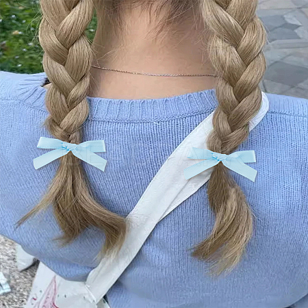 10Pcs Bowknot Polyester Alligator Hair Clips AJEW-LP0008-08F-1