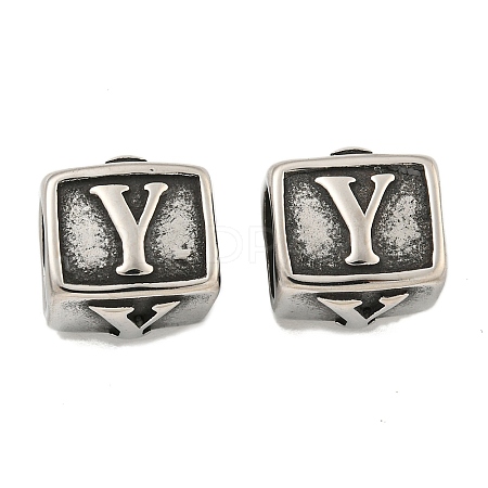 316 Surgical Stainless Steel with Rhinestone Large Hole Cube Beads STAS-Q326-08AS-01-1