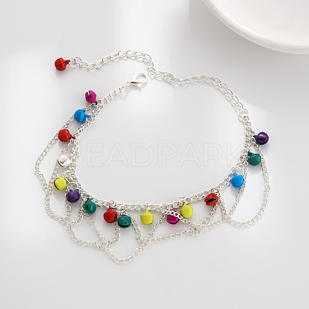 Bohemian Bell Alloy Colorful Enamel Tassel Anklets for Women FS-WG4DBF7-03-1