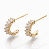 Brass Clear Cubic Zirconia Stud Earring Findings X-ZIRC-Q021-074G-NF-1