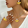 Real 18K Gold Plated Brass Fan Earrings & Necklaces & Ring Sets for Women MF3978-1