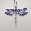 Vintage Luxury Zinc Alloy Crystal Rhinestone Dragonfly Pendant Necklaces with Enamle UK1474-2-1