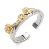 Brass Micro Pave Clear Cubic Zirconia Cuff Rings RJEW-G364-01GP-03-4