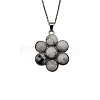 Natural Black Silk Stone/Netstone Flower Pendant Necklace FO7861-3-1