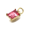 Rectangle Brass with Glass Charms KK-G525-05G-3