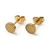 Ion Plating(IP) 304 Stainless Steel Textured Flat Round Stud Earrings EJEW-Q783-03G-1