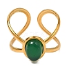 Oval Natural Green Onyx Agate Finger Rings RJEW-Q822-22G-01-2