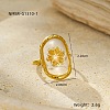 Preserved Flowers 304 Stainless Steel and Epoxy Resin Open Cuff Rings for Women FS-WGCF311-14-1