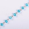 Handmade Rondelle Glass Beads Chains for Necklaces Bracelets Making AJEW-JB00038-2