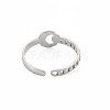 Non-Tarnish 304 Stainless Steel Moon Open Cuff Ring for Women RJEW-S405-235P-2