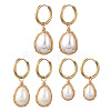 Electroplate Shell Pearl Hoop Dangle Earrings for Women EJEW-JE07266-3