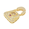 Brass Micro Pave Clear Cubic Zirconia Pendant Cabochon Settings KK-U026-06G-2
