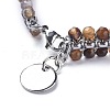 Flat Round 304 Stainless Steel Charm Bracelets BJEW-P264-M-3