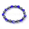Handmade Evil Eye Lampwork Beads Stretch Bracelets BJEW-JB04461-02-7