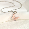 201 Stainless Steel Acrylic Butterfly Pendant Cable Chain Necklaces for Women WGBABBD-06-1
