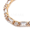 Brass Pave Clear Cubic Zirconia Rectangle & Flat Round Slider Bracelets BJEW-B094-01G-2