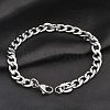 Tarnish Resistant Unisex 304 Stainless Steel Curb Chain/Twisted Chain Bracelets STAS-D0002-40P-5