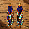 Bohemian Handmade Glass Seed Beads Arrow Tassel Dangle Earrings ZN2273-3-2