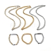 201 Stainless Steel Curb Chain Necklace & Rectangle Link Bracelet SJEW-F220-02C-1