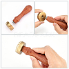 Olycraft 1Pc Pear Wood Handle with 1pc Brass Stamp Head DIY-OC0012-40C-3