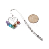 Chakra Gemstone Chip Beaded Tassel Heart Pendant Bookmark with Acrylic Butterfly AJEW-JK00258-3