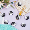 8Pcs Round with Sun and Moon Food Grade Eco-Friendly Silicone Focal Beads  SIL-NB0001-46-4