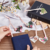 12Pcs 6 Colors  Printed Imitation Leather Bookmarks AJEW-OC0004-41-3