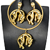 Brass Stud Earrings & Pendant Necklaces Sets for Women FS-WGDC970-02-4