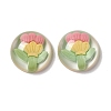 Transparent Flower Resin Cabochons RESI-G034-B06-2