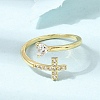 Adjustable Brass Micro Pave Cubic Zirconia Cuff Open Rings CU-CBABA66-05G-1