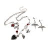 Halloween Tibetan Style Alloy Pendant Necklaces & Dangle Stud Earring Sets SJEW-P006-01AS-2