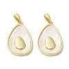 Brass Pave Shell Pendants KK-I708-08A-G-1