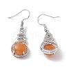 Gemstone Gourd Dangle Earrings with Crystal Rhinestone EJEW-A092-04P-3