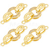 Beebeecraft 6 Sets Brass Micro Pave Clear Cubic Zirconia Fold Over Clasps KK-BBC0005-73-1